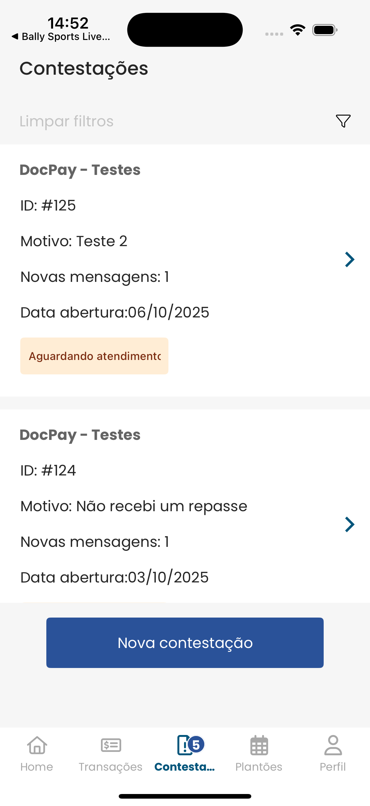 dokz Mobile - Lista de Contestações